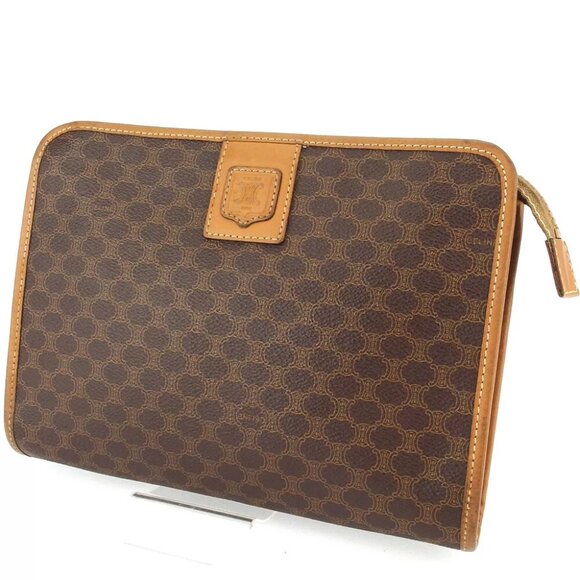 CELINE clutch bag macadam PVC ?~ leather Authentic - Picture 1 of 9